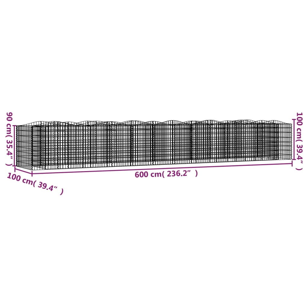 Arched Gabion Raised Bed 600x100x100 cm Galvanised Iron