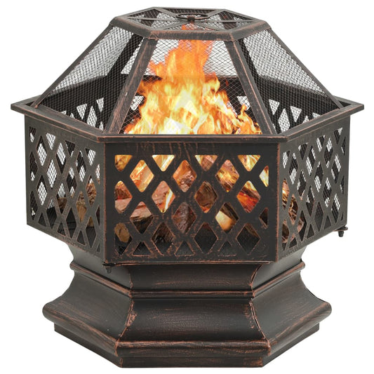 Rustic Fire Pit with Poker 62x54x56 cm XXL Steel Rustic Fire Pit with Poker 62x54x56 cm XXL Steel