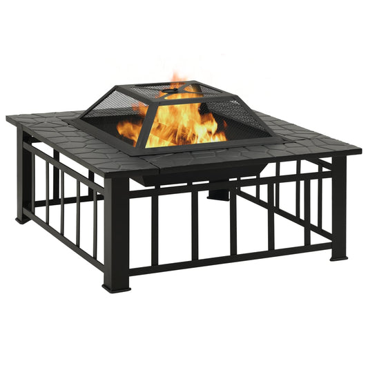 Fire Pit with Poker 79x79x46.5 cm XXL Steel Fire Pit with Poker 79x79x46.5 cm XXL Steel