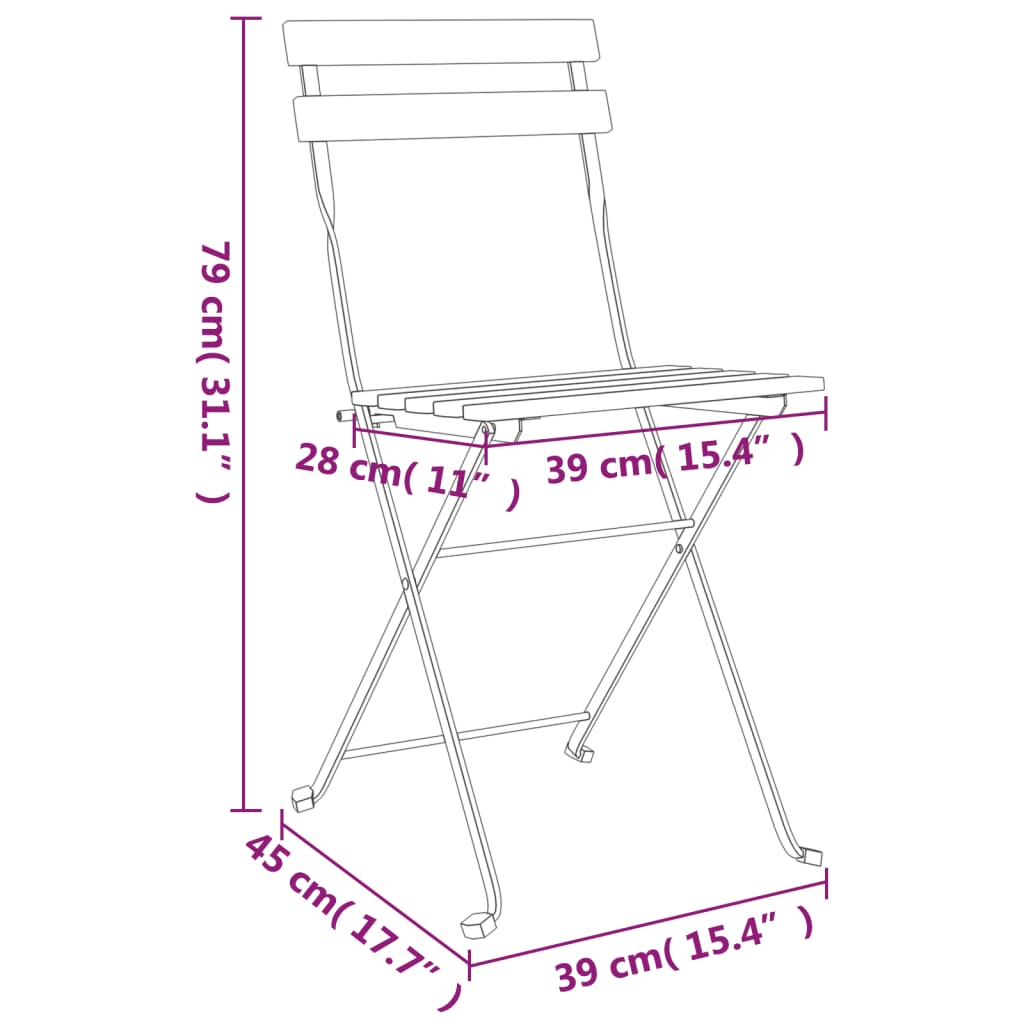 Folding Bistro Set | Natural wood and black