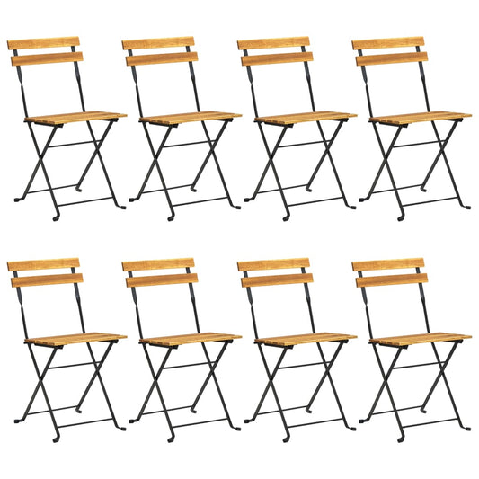 Garden Chair | Set of 8 | Natural wood, Black | Solid Acacia wood Garden Chair | Set of 8 | Natural wood, Black | Solid Acacia wood