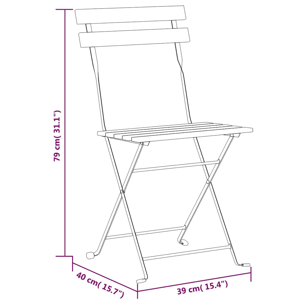 Folding Chairs 8 pcs Steel and Solid Wood Acacia