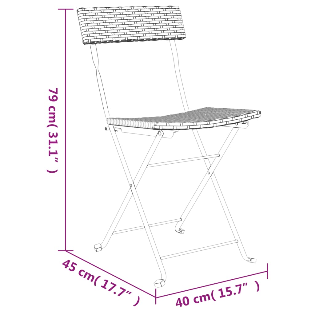 Folding Chairs 4 pcs Black Poly Rattan and Steel