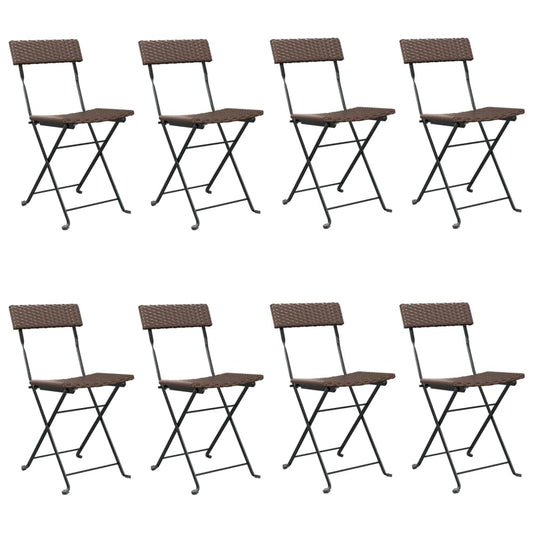 Folding Bistro Chair | Set of 8 | Brown | PE rattan, powder-coated steel Folding Bistro Chair | Set of 8 | Brown | PE rattan, powder-coated steel