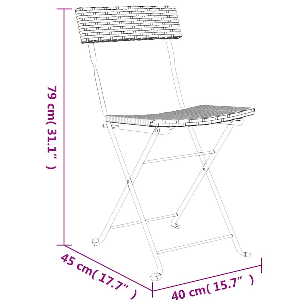 Folding Chairs 8 pcs Brown Poly Rattan and Steel