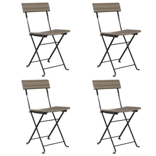 Folding Bistro Chair | Set of 4 | Grey | PE rattan | Standard | Foldable Folding Bistro Chair | Set of 4 | Grey | PE rattan | Standard | Foldable