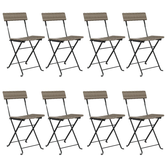 Folding Bistro Chair | Set of 8 | Grey | PE rattan, powder-coated steel Folding Bistro Chair | Set of 8 | Grey | PE rattan, powder-coated steel
