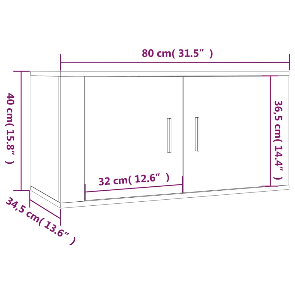 Wall Mounted TV Cabinet Concrete Grey 80x34,5x40 cm