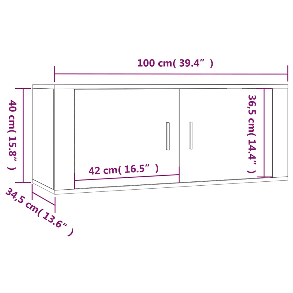 Wall Mounted TV Cabinet Smoked Oak 100x34,5x40 cm