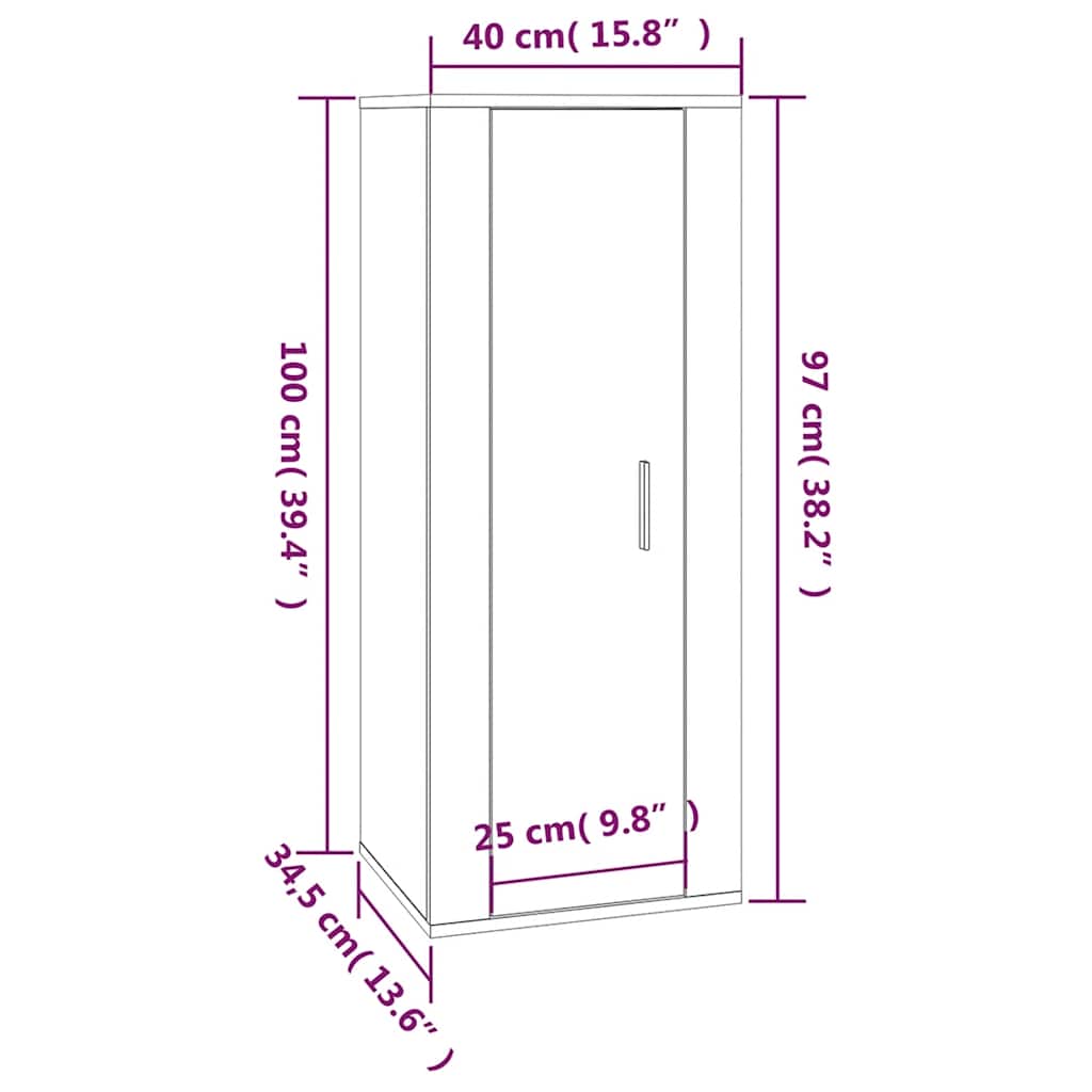 Wall Mounted TV Cabinet Black 40x34,5x100 cm