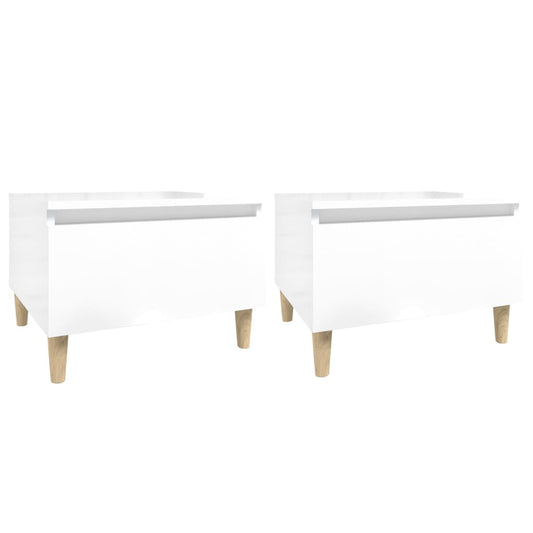 Side Tables 2 pcs High Gloss White 50x46x35 cm Engineered Wood Side Tables 2 pcs High Gloss White 50x46x35 cm Engineered Wood