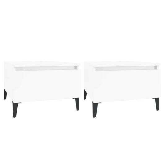 Side Tables 2 pcs High Gloss White 50x46x35 cm Engineered Wood Side Tables 2 pcs High Gloss White 50x46x35 cm Engineered Wood