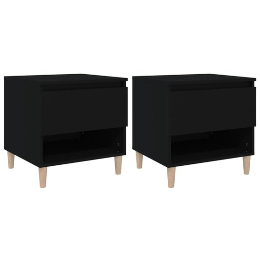 Bedside Tables 2 pcs Black 50x46x50 Engineered Wood Bedside Tables 2 pcs Black 50x46x50 Engineered Wood
