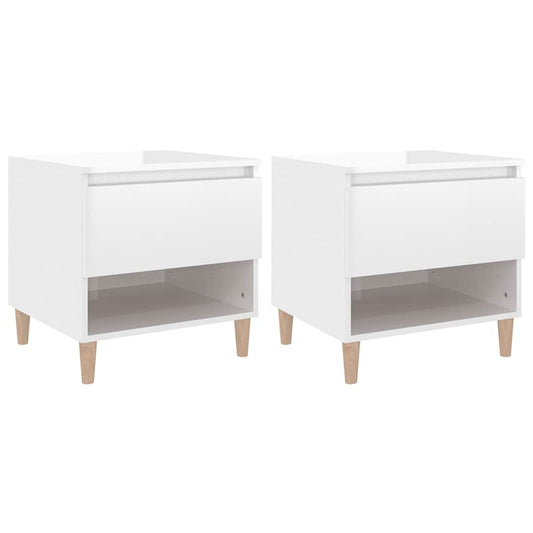 Bedside Tables 2 pcs High Gloss White 50x46x50 cm Engineered Wood Bedside Tables 2 pcs High Gloss White 50x46x50 cm Engineered Wood
