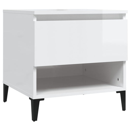 Side Table High Gloss White 50x46x50 cm Engineered Wood Side Table High Gloss White 50x46x50 cm Engineered Wood