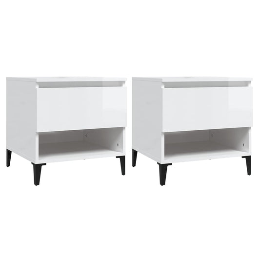 Side Tables 2 pcs High Gloss White 50x46x50 cm Engineered Wood Side Tables 2 pcs High Gloss White 50x46x50 cm Engineered Wood