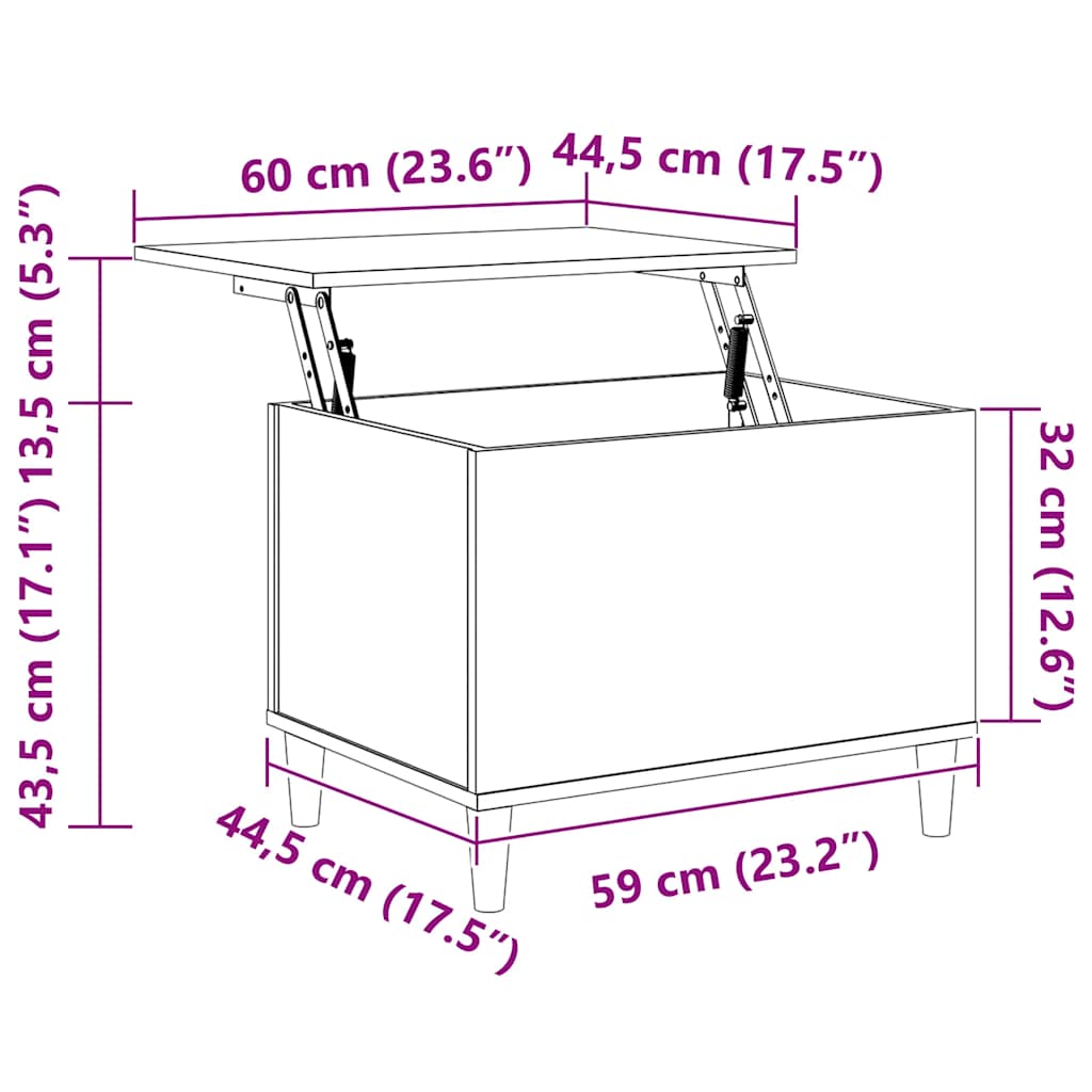 Coffee Table Grey Sonoma 60x44.5x45 cm Engineered Wood