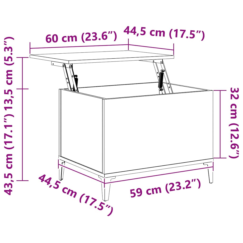 Coffee Table White 60x44,5x45 cm Engineered Wood