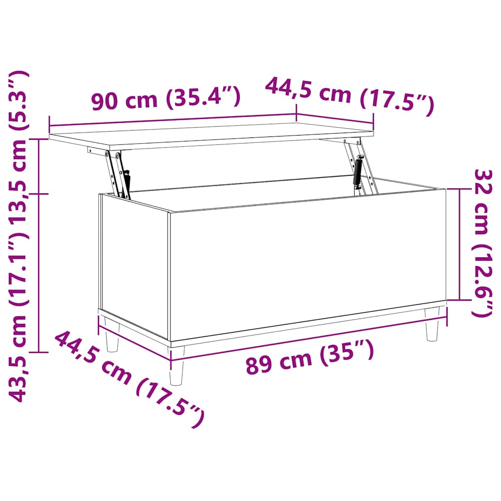 Coffee Table Grey Sonoma 90x44,5x45 cm Engineered Wood