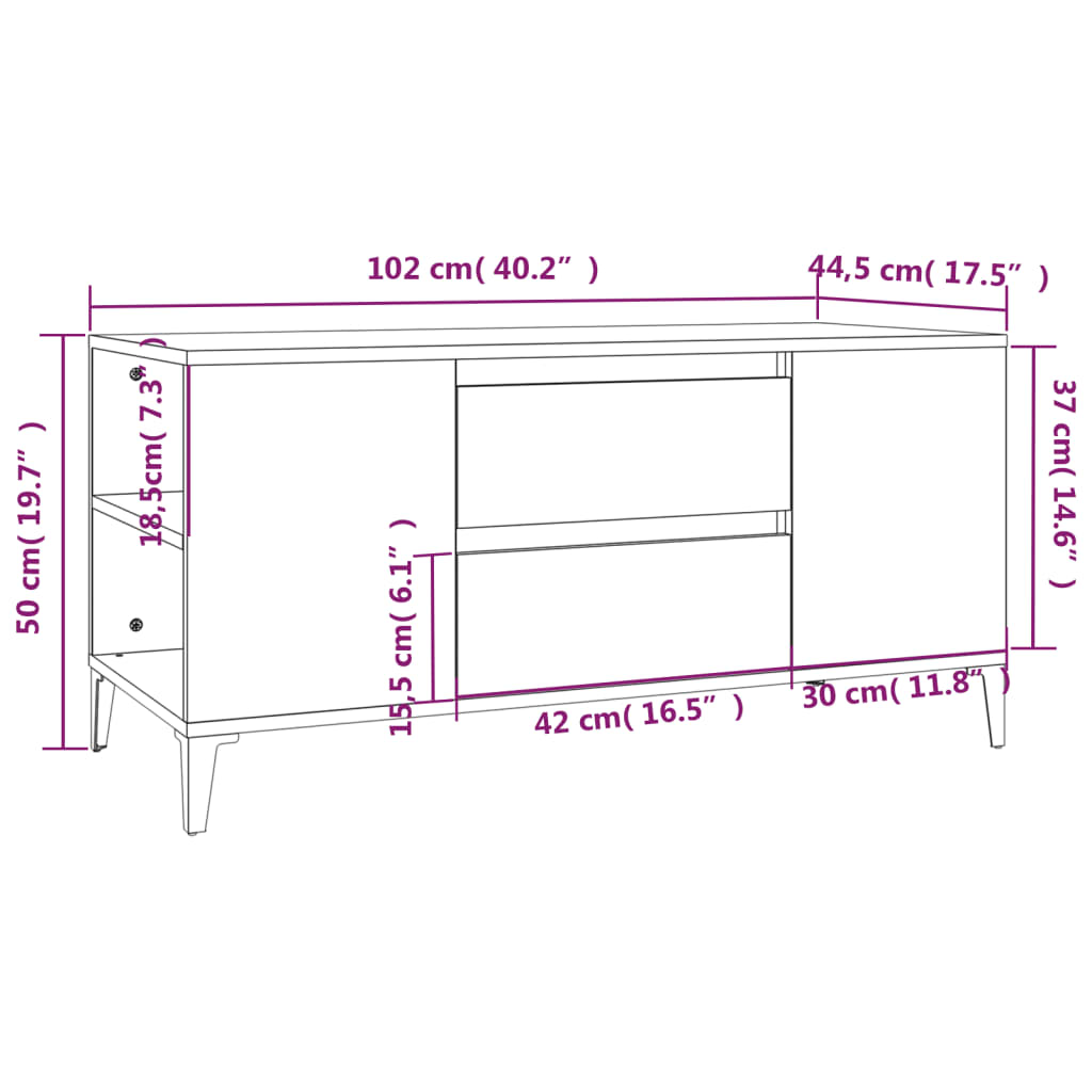 TV Cabinet Sonoma Oak 102x44,5x50 cm Engineered Wood