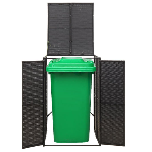 Single Wheelie Bin Shed Black 70x80x117 cm Poly Rattan Single Wheelie Bin Shed Black 70x80x117 cm Poly Rattan