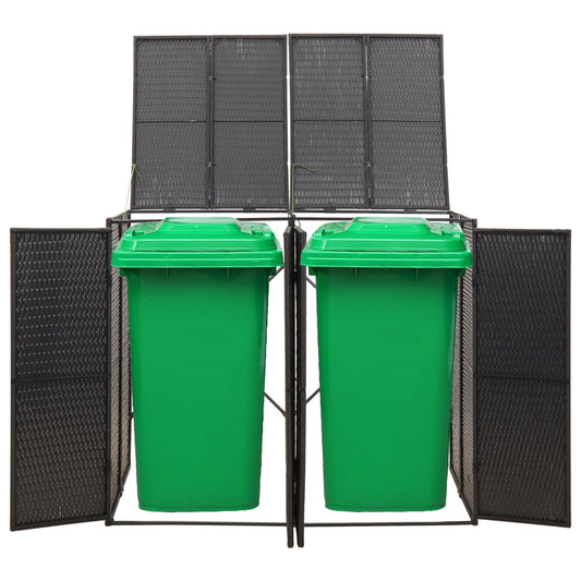 Double Wheelie Bin Shed Black 140x80x117 cm Poly Rattan Double Wheelie Bin Shed Black 140x80x117 cm Poly Rattan
