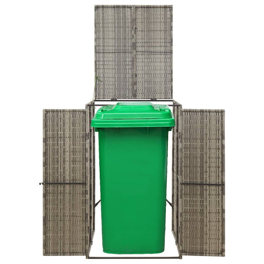 Single Wheelie Bin Shed Grey 70x80x117 cm Poly Rattan Single Wheelie Bin Shed Grey 70x80x117 cm Poly Rattan