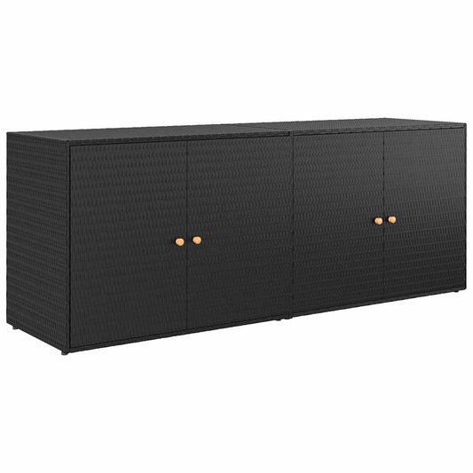 Garden Storage Cabinet Black 198x55.5x80 cm Poly Rattan Garden Storage Cabinet Black 198x55.5x80 cm Poly Rattan