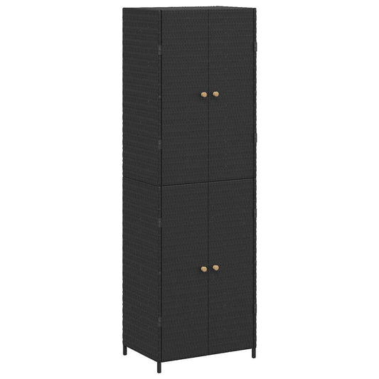 Garden Storage Cabinet Black 59x40x180 cm Poly Rattan Garden Storage Cabinet Black 59x40x180 cm Poly Rattan