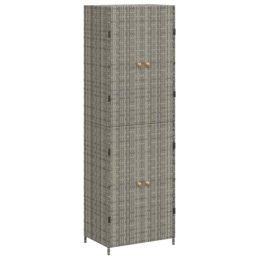 Garden Storage Cabinet Grey 59x40x180 cm Poly Rattan Garden Storage Cabinet Grey 59x40x180 cm Poly Rattan