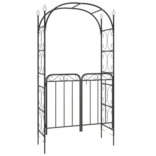 Garden Arch with Gate Black 108x45x235 cm Steel Garden Arch with Gate Black 108x45x235 cm Steel