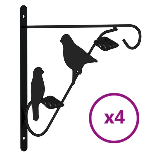 Hanging Basket Brackets 4 pcs Black Steel Hanging Basket Brackets 4 pcs Black Steel