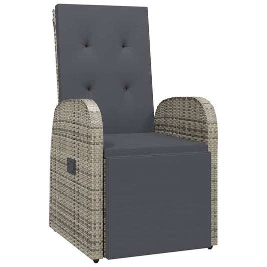 Reclining Garden Chair with Cushions Grey Poly Rattan Reclining Garden Chair with Cushions Grey Poly Rattan