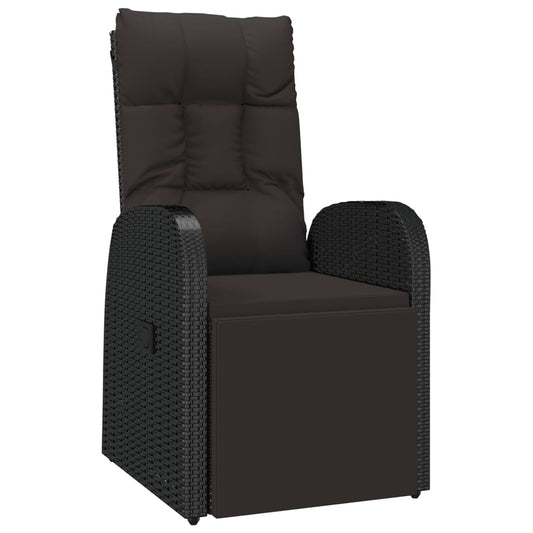 Reclining Garden Chair with Cushions Black Poly Rattan Reclining Garden Chair with Cushions Black Poly Rattan