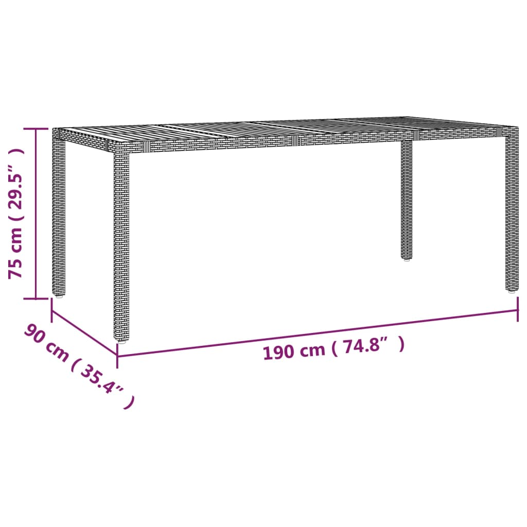 Garden Table with Wooden Top Black
