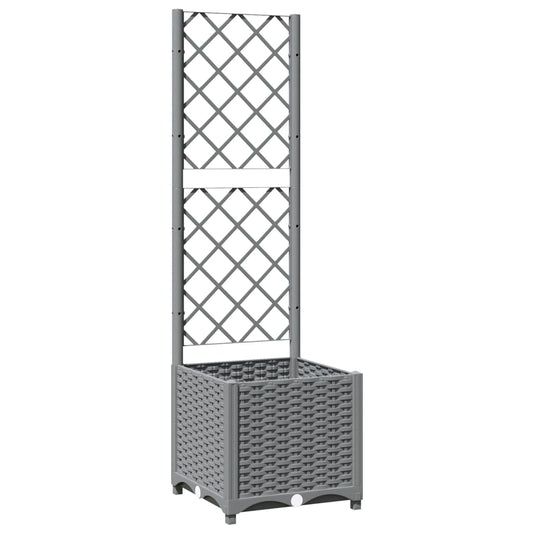 Garden Planter with Trellis Light Grey 40x40x136 cm PP Garden Planter with Trellis Light Grey 40x40x136 cm PP