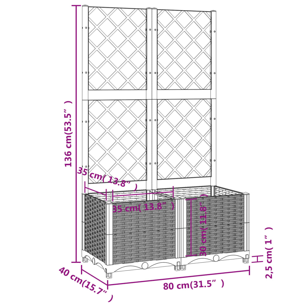Garden Planter | White | Polypropylene | Medium | Planters