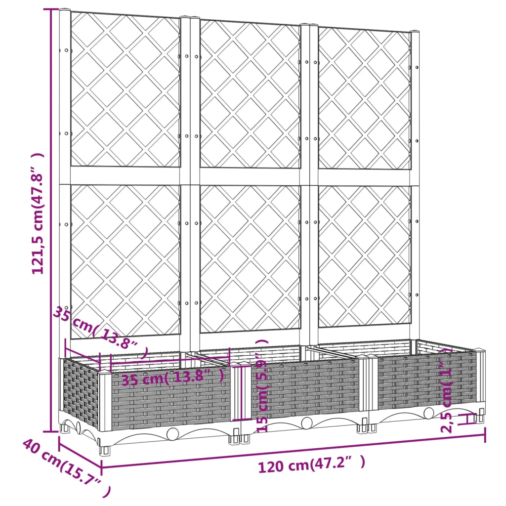 Garden Planter White 120 x 40 x 121.5 cm