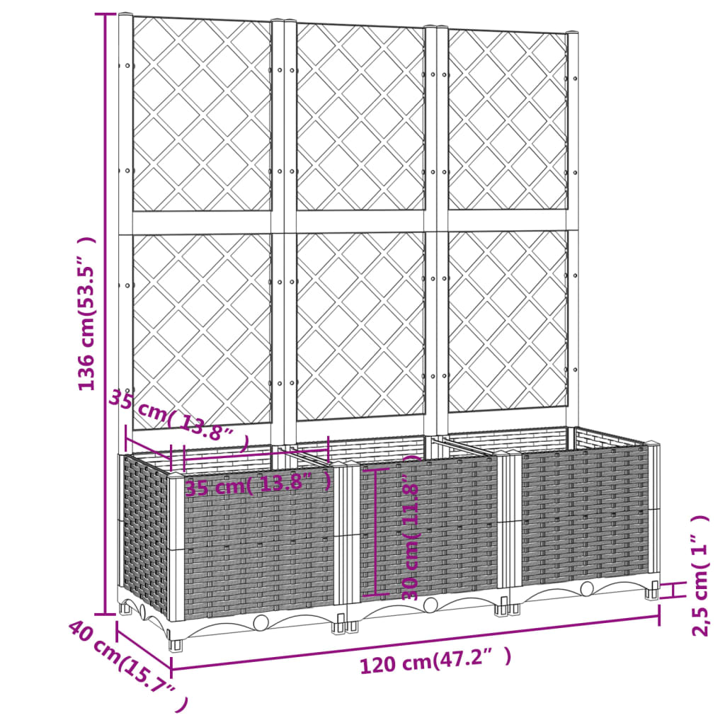 Garden Planter White 120 x 40 x 136 cm