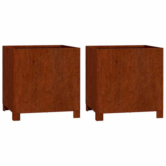 Planters with Legs 2 pcs Rusty 40x40x40 cm Corten Steel Planters with Legs 2 pcs Rusty 40x40x40 cm Corten Steel