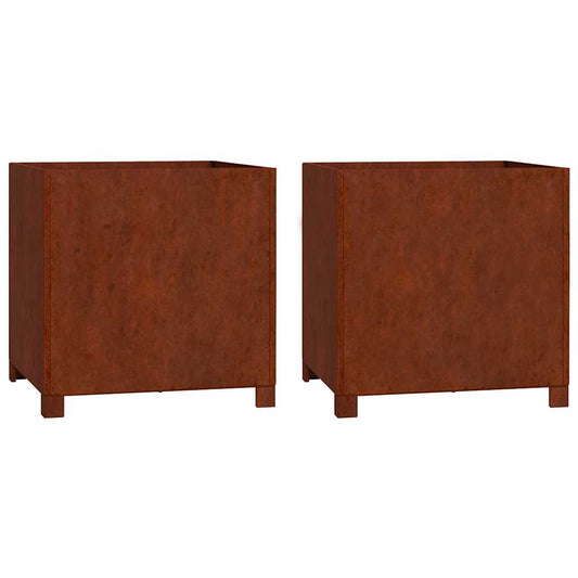 Planters with Legs 2 pcs Rusty 50x50x50 cm Corten Steel Planters with Legs 2 pcs Rusty 50x50x50 cm Corten Steel