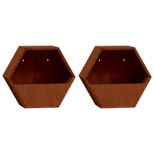 Wall Planters 2 pcs Rusty Corten Steel 46x10x40 cm Wall Planters 2 pcs Rusty Corten Steel 46x10x40 cm