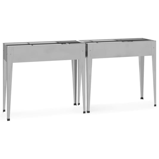 Garden Planters 2 pcs Galvanised Steel Garden Planters 2 pcs Galvanised Steel