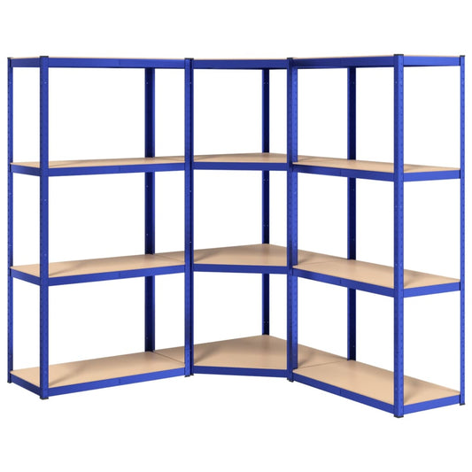 4-Layer Shelves 3 pcs Blue Steel&Engineered Wood 4-Layer Shelves 3 pcs Blue Steel&Engineered Wood