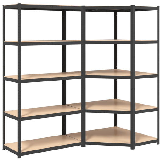5-Layer Heavy-duty Shelves 2 pcs Grey Steel&Engineered Wood 5-Layer Heavy-duty Shelves 2 pcs Grey Steel&Engineered Wood