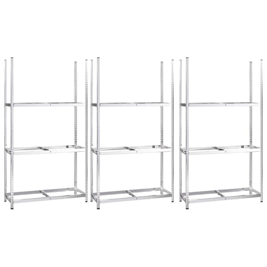 3-Layer Tire Racks 3 pcs Silver 110x40x200 cm Steel 3-Layer Tire Racks 3 pcs Silver 110x40x200 cm Steel