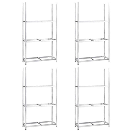 3-Layer Tire Racks 4 pcs Silver 110x40x200 cm Steel 3-Layer Tire Racks 4 pcs Silver 110x40x200 cm Steel