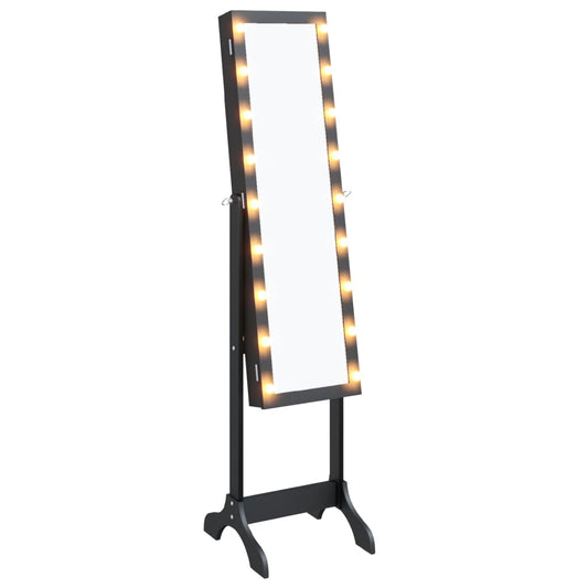 Free-Standing Mirror with LED Black 34x37x146 cm Free-Standing Mirror with LED Black 34x37x146 cm