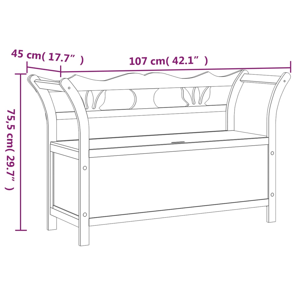 Bench White 107x45x75,5 cm Solid Wood Fir
