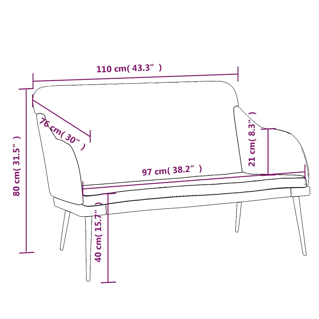 Bench Blue 110x76x80 cm Velvet